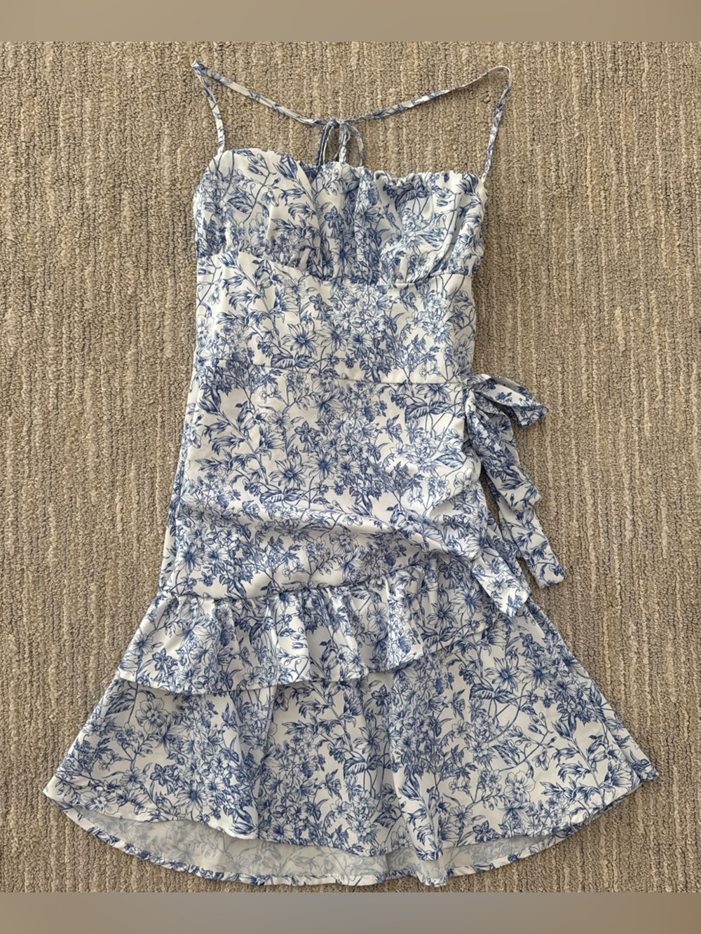 Blue Floral Ruffle Sundress